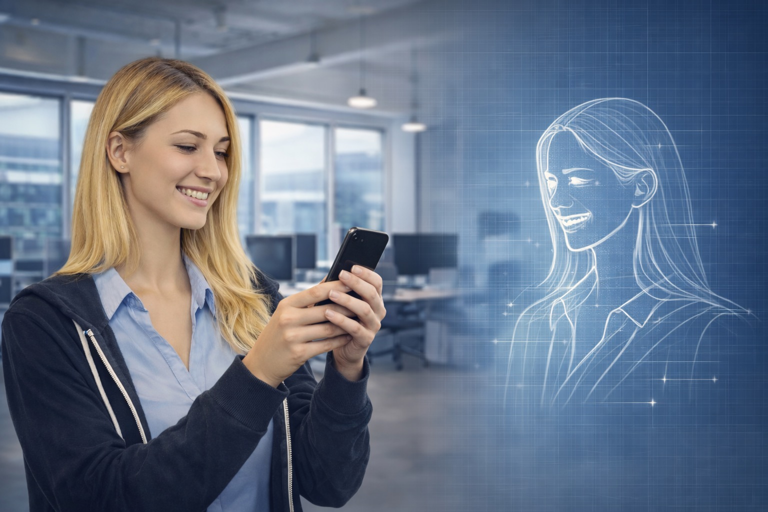 Professional building her career profile