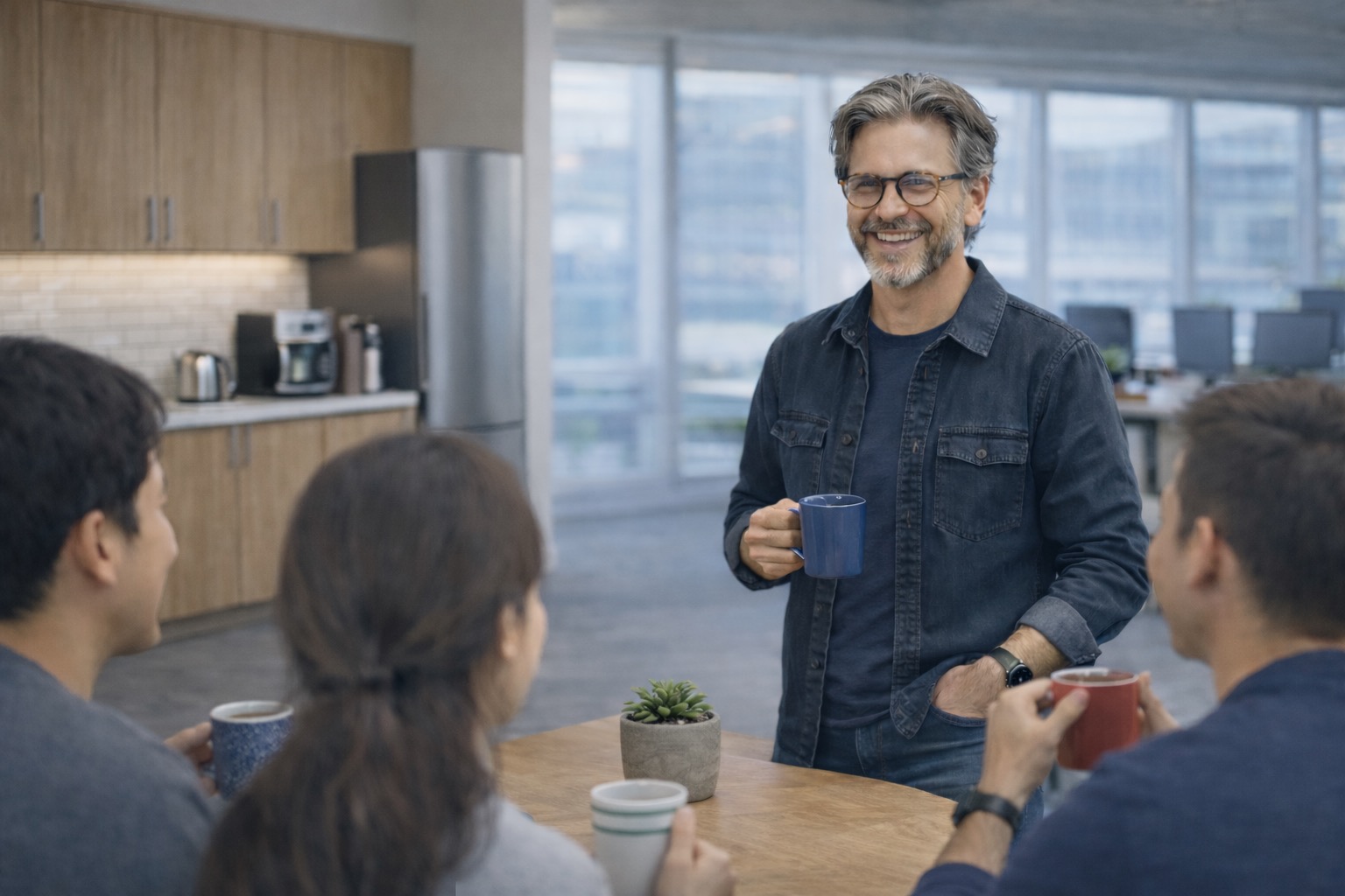 Manager collaborating with their team